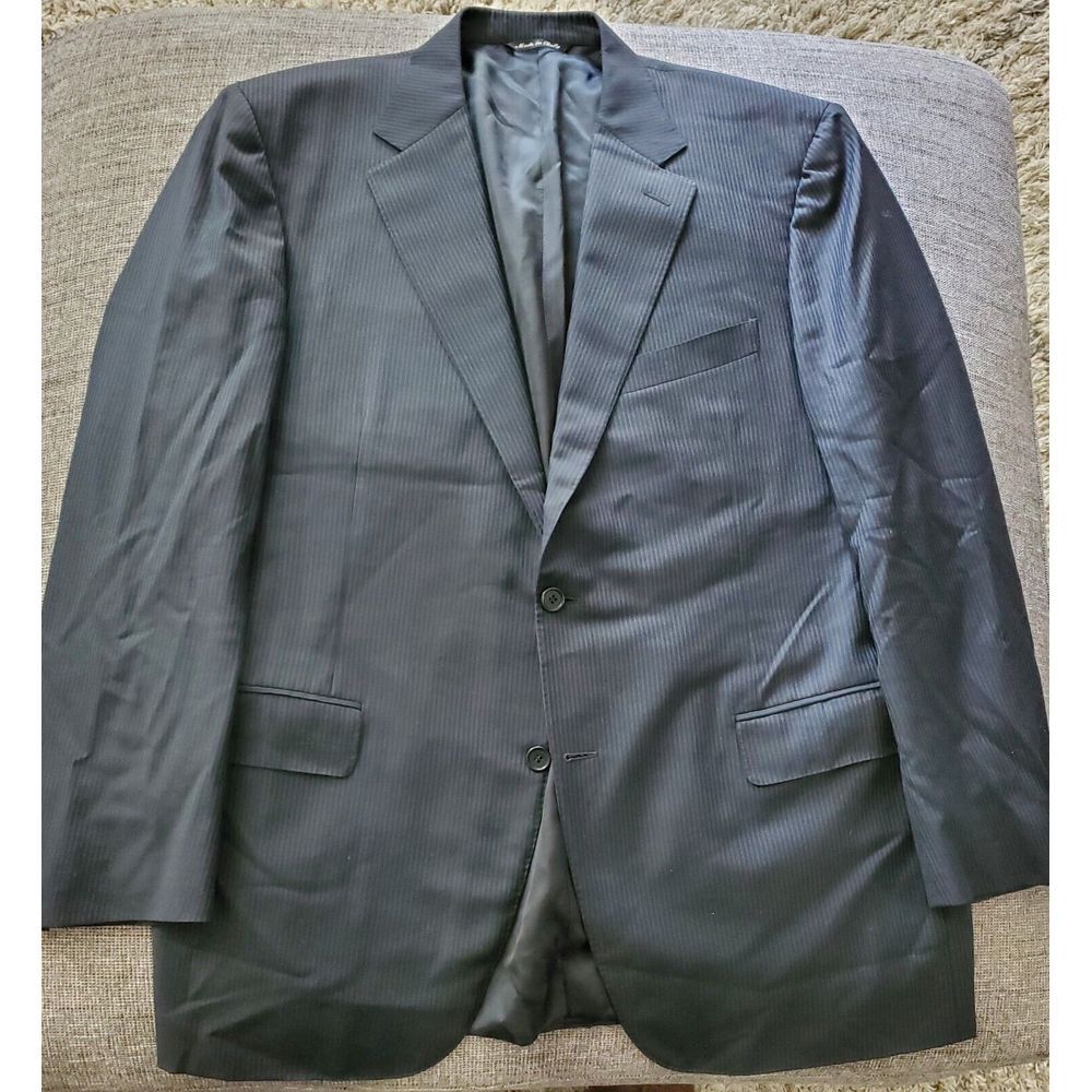Canali Men's Black Thin Stripe Blazer SportsCoat Size 46 Regular